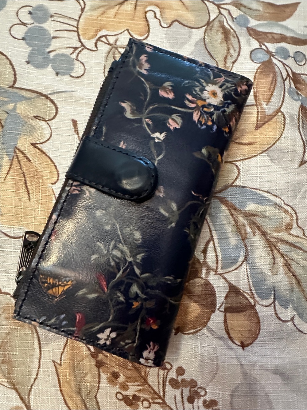 Women's Floral Navy Card & Key Holder Wallet